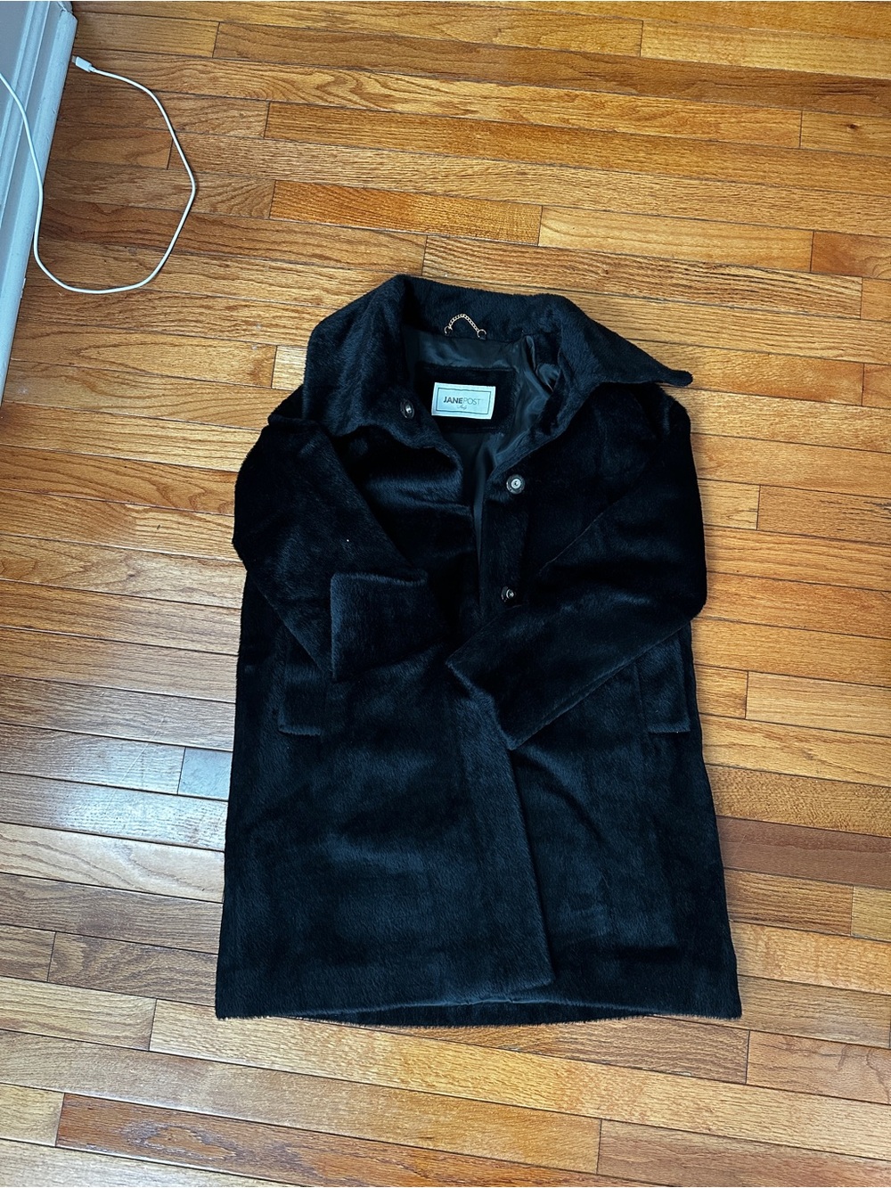 Jane Post Black Faux Fur Trench Coat